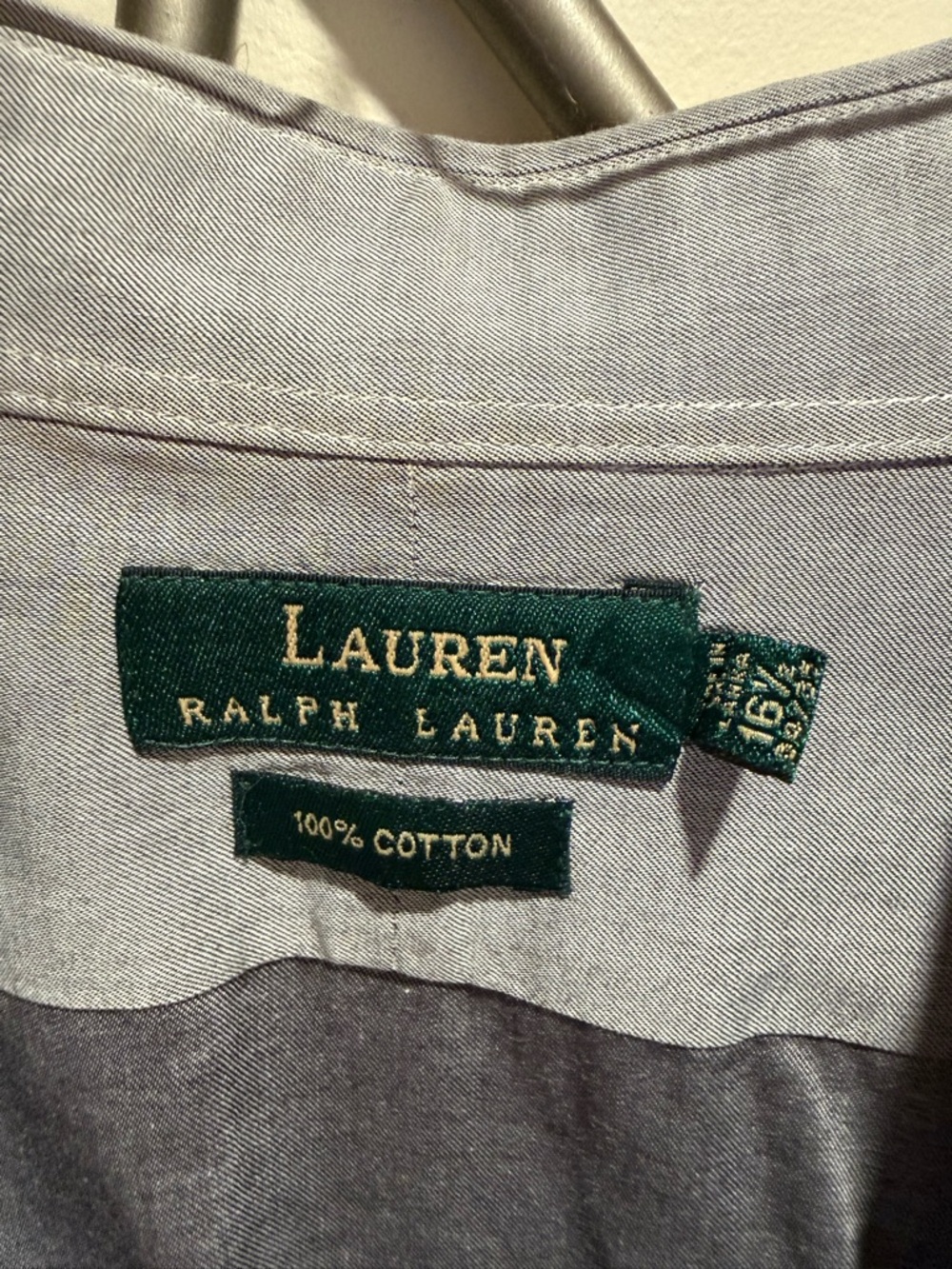 Lauren Ralph Lauren Men’s Gray Button-Down Oxford Shirt Size 16.5 100% Cotton - Picture 2 of 4